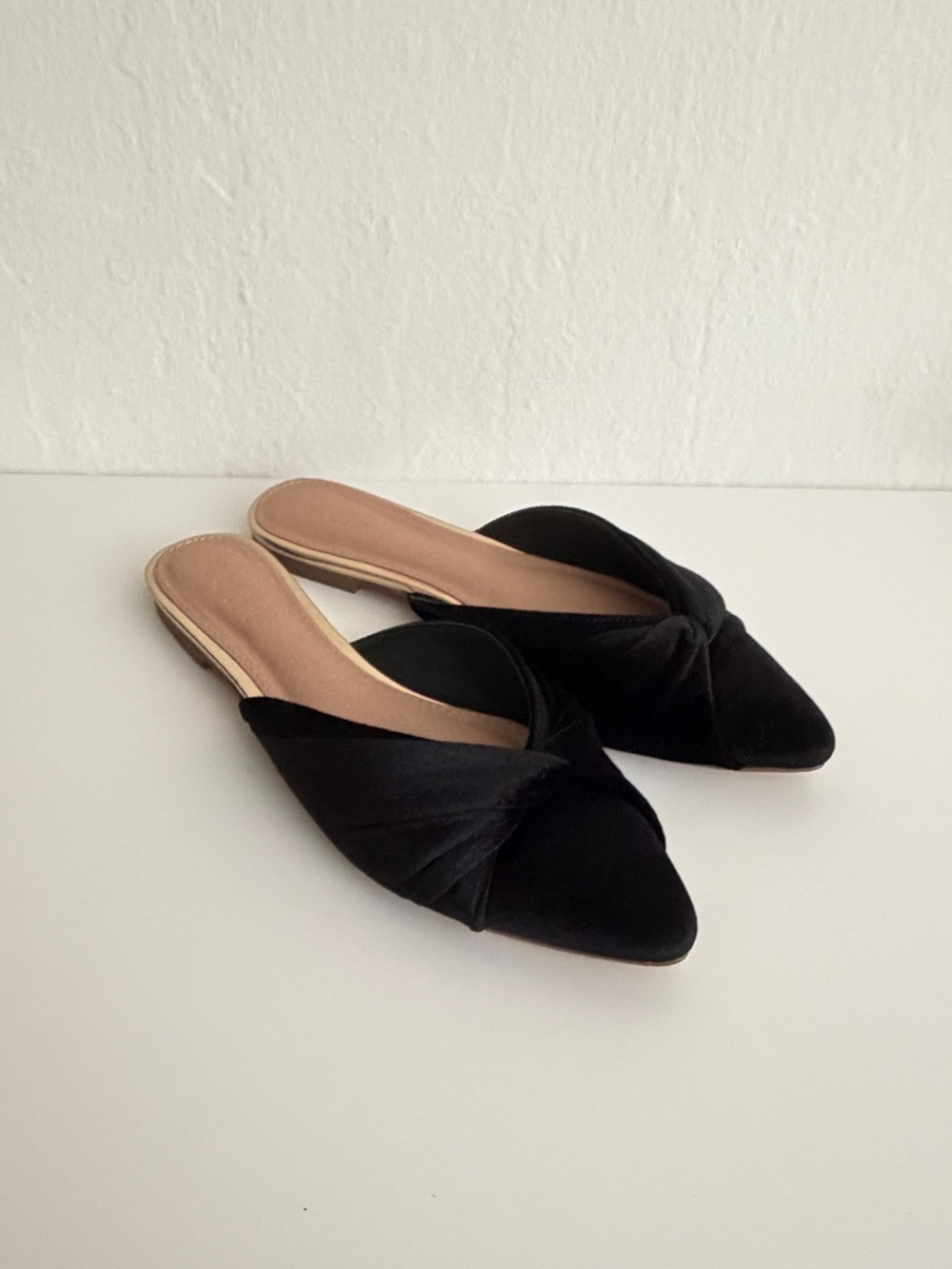 LOFT Black Velvet Knot-Front Mule Flats